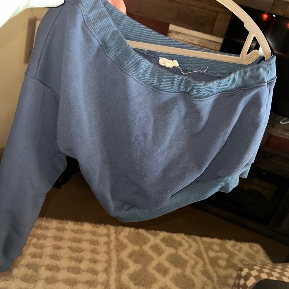 One Shoulder Long Sleeve Cropped Sweatshirt Like Top